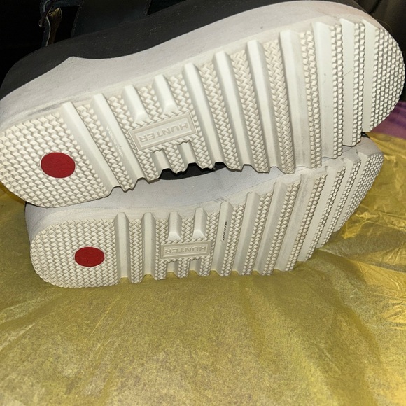 Hunter Black Platform Buckle Sandals with White Sole - Picture 7 of 9